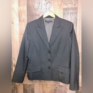 Ann Klein Dark Gray Blazer Jacket Size 14 Women's Business Attire Career Wear